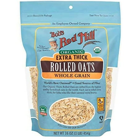 Bobs Red Mill Organic Extra Thick, Rolled Oats 16 Oz (Pack Of 3)