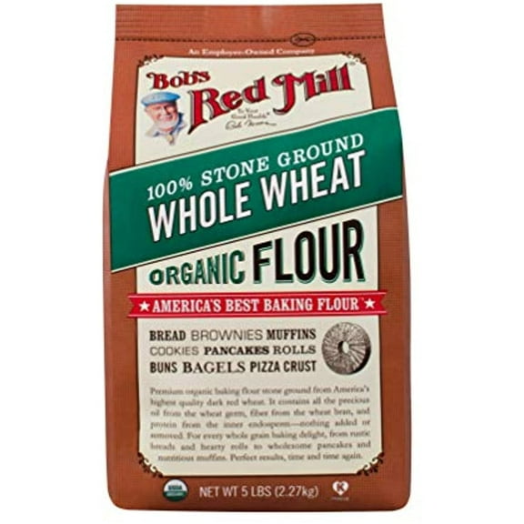 Bobs Red Mill, Organic Flour, Whole Wheat, 5 Lb