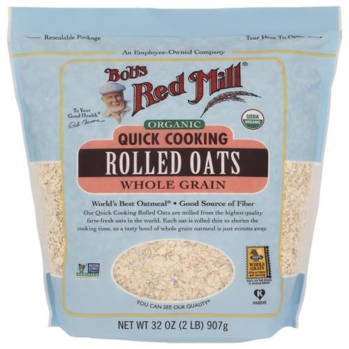 Bobs Red Mill Organic Quick Cooking Rolled Oats, 32Oz (Pack Of 1) - Non Gmo, Whole Grain, Vegan, Kosher - Pack of 2