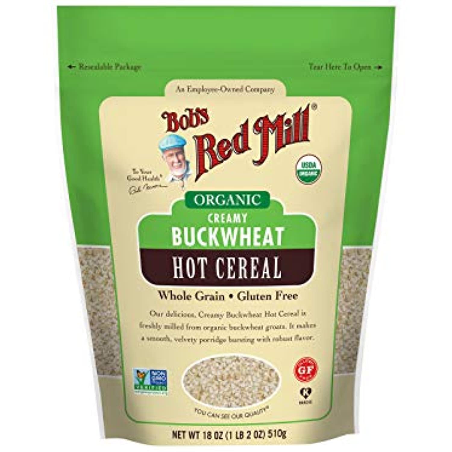 Bobs Red Mill Organic Whole Grain Creamy Buckwheat Hot Cereal, 18 Oz