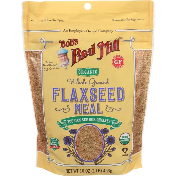 Bobs Red Mill Organic Whole Ground Flaxseed Meal, 16 Ounce -- 4 per Case.