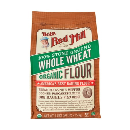 Bobs Red Mill Flour, Whole Wheat, Organic, 80 oz
