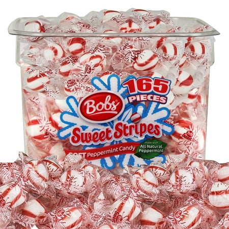 Bobs Sweet Stripes 1.8 Pound Soft Peppermint Candy, Individually Wrapped Mint Candy, The Perfect Christmas Candy.