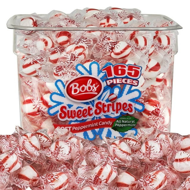 Bobs Sweet Stripes 1.8 Pound Soft Peppermint Candy, Individually Wrapped Mint Candy, The Perfect Christmas Candy.