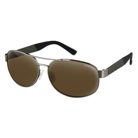 Bobster® Commander Matte Metallic Olive/Brushed Bronze Frame Brown HD Silver Mirror Lens