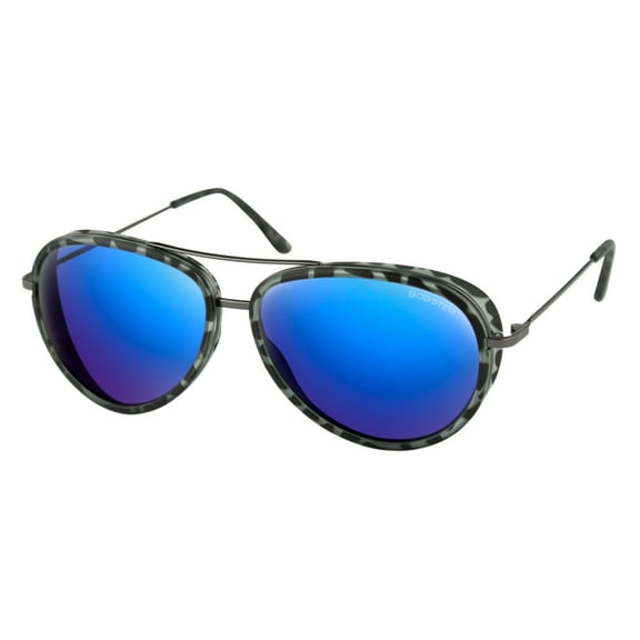 BobsterĀ® Ice Matte Gray Tortoise/Gunmetal Frame Brown HD Blue Mirror Lens