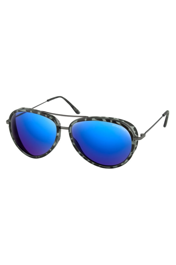 ® Ice Matte Gray Tortoise/Gunmetal Frame Brown HD Blue Mirror Lens
