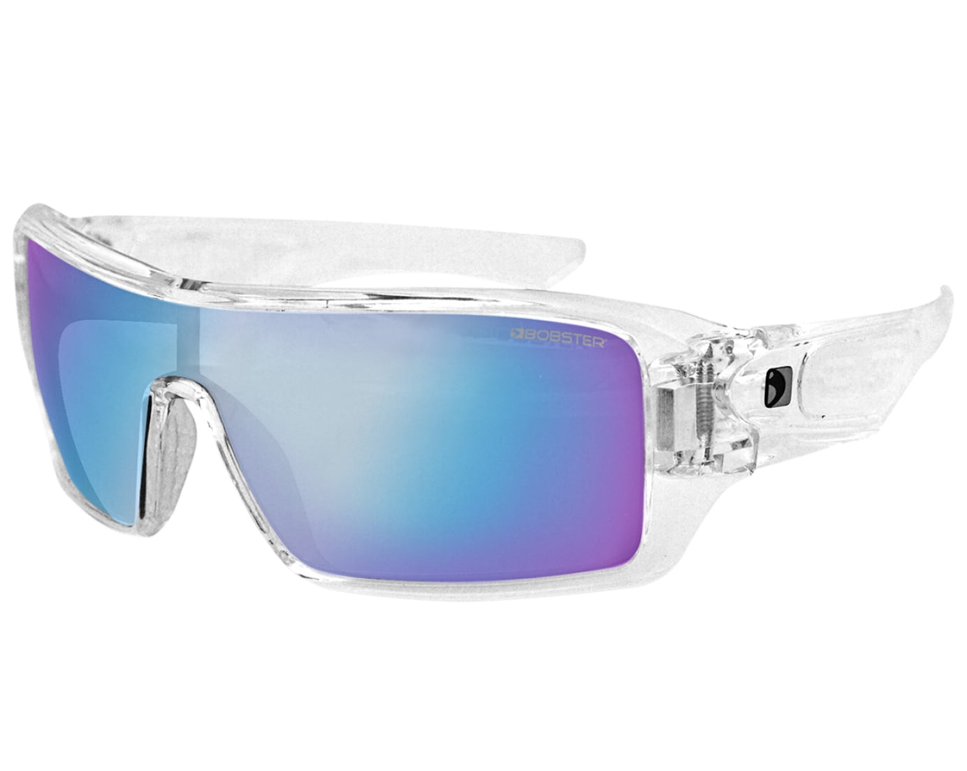 Bobster Paragon Sunglasses Clear Frame w/Blue Mirror Lens