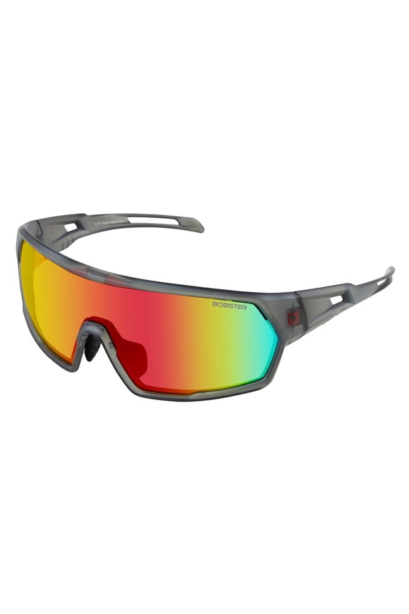 Speed Sunglasses Matte Clear Gray w/Smoke Crimson Mirror Lens