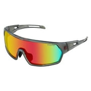 Bobster Speed Sunglasses Matte Clear Gray w/Smoke Crimson Mirror Lens