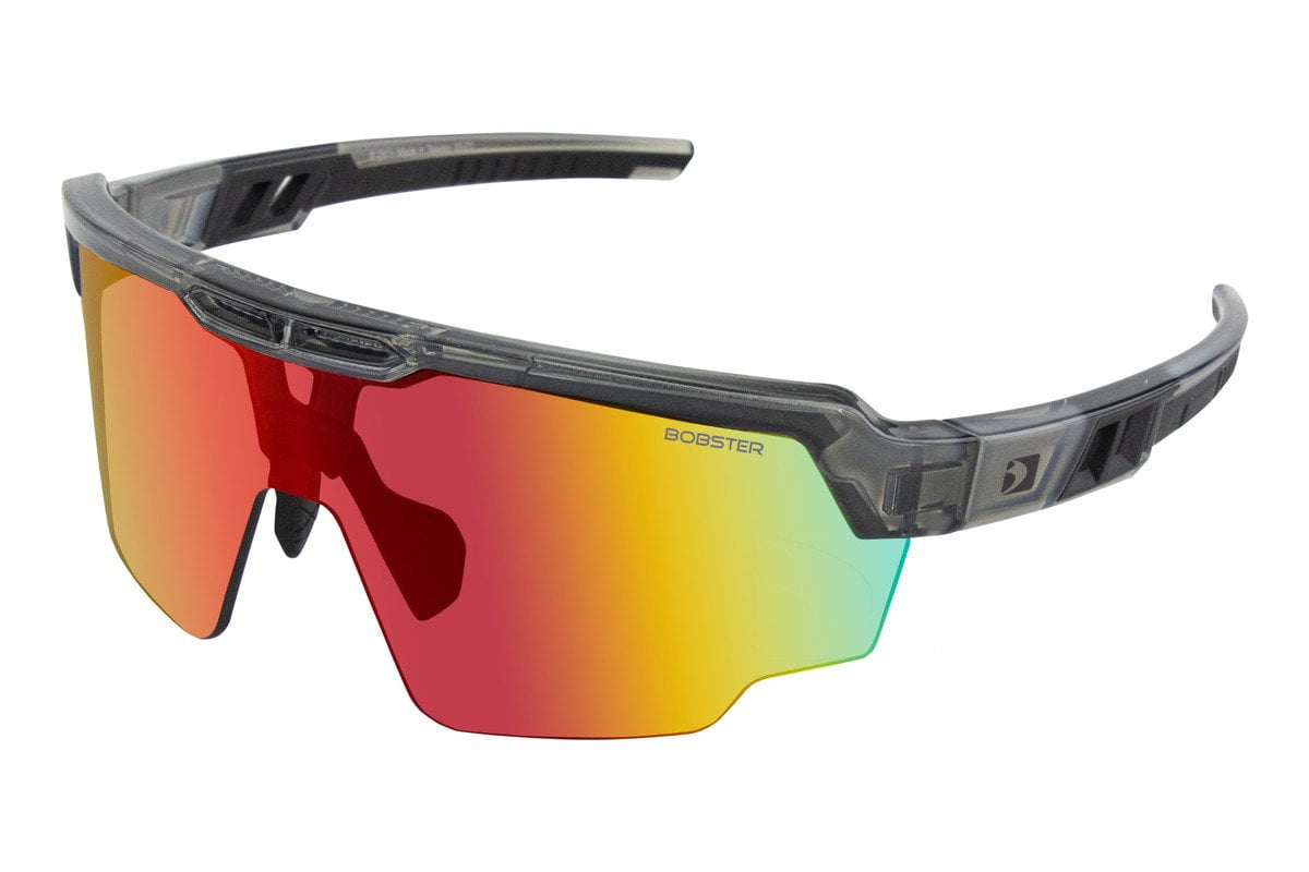 Bobster Wheelie Sunglasses Gloss Clear Gray w/Red Revo Lens