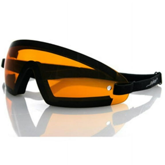 Bobster Wrap Around Sunglass Style Goggles Black w/Amber Lens