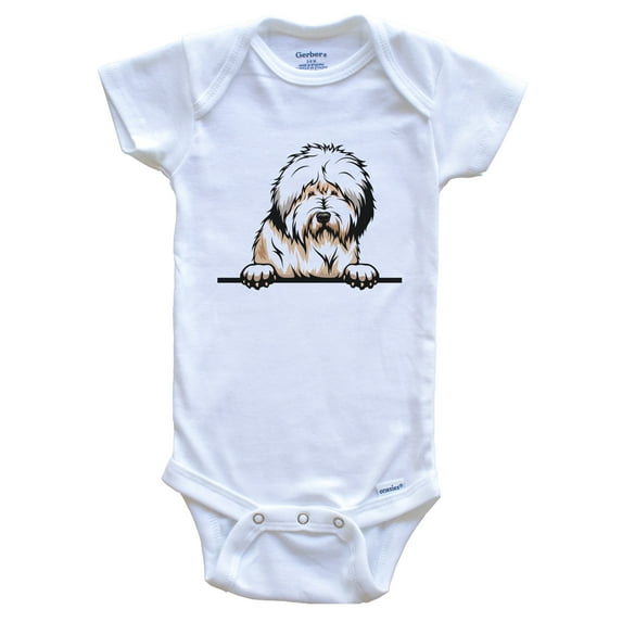 Bobtail Dog Breed Cute Baby Bodysuit, 0-3 months white