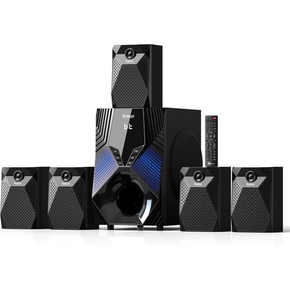 Bobtot 1000W 5.1/2.1 Channel Surround Sound Bluetooth Speaker System 8 inch Subwoofer Home Theater Deep Bass Support ARC Optical Bluetooth Karaoke Input
