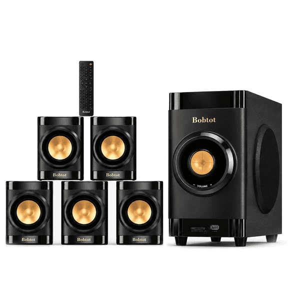 Bobtot Sound 5.1 Channel Surround Sound Bluetoot Speaker Home Theater Stereo System