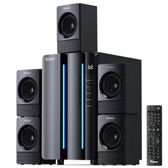 Bobtot Home Theater System 800 Watts Peak Power 6.5" Subwoofer 5.1/2.1 Surround Sound Stereo Bluetooth Speakers Systems for TV