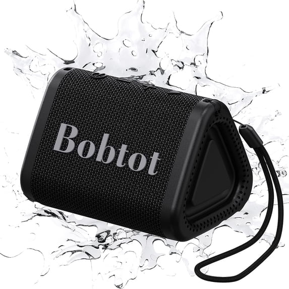 Bobtot Portable Bluetooth Speaker with Stereo Sound, IPX7 Waterproof Outdoor Speakers 25H Playing Time TWS Pairing for Party Camping Travel Great Gift Choice(Black)