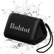 Bobtot Portable Bluetooth Speaker with Stereo Sound, IPX7 Waterproof Outdoor Speakers 25H Playing Time TWS Pairing for Party Camping Travel Great Gift Choice（Black）