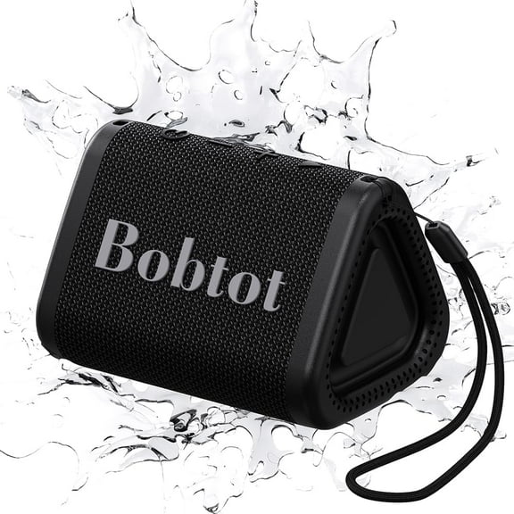 Bobtot Portable Bluetooth Speaker with Stereo Sound, IPX7 Waterproof Outdoor Speakers 25H Playing Time TWS Pairing for Party Camping Travel Great Gift Choice(Black)