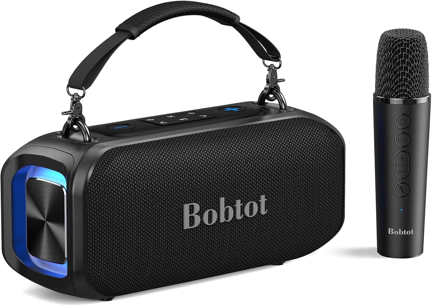 Bobtot Portable Bluetooth Speaker with Wireless Microphones IPX6 Waterproof Karaoke Machine Home Speaker System for Adults Kids Home & Outdoor Party with Handle and RGB