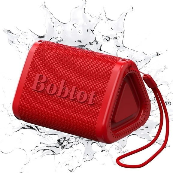 Bobtot Portable Wireless Triangle Bluetooth Speaker with 20W Loud Stereo Sound, IPX7 Waterproof Outdoor Speakers 15H Playing Time TWS Pairing for Party Camping Travel(Red)