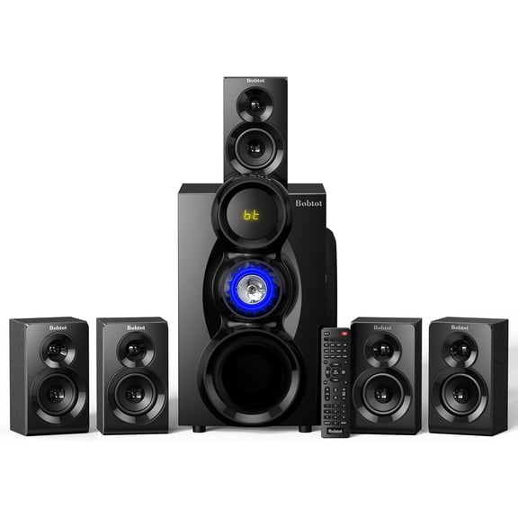 Bobtot Wireless Surround Sound System Home Theater System, 1000W Surround Speakers 8" Subwoofer 5.1/2.1 Channel Deep Bass with ARC Optical Bluetooth Karaoke Input