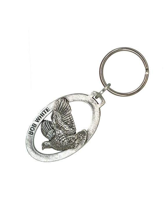 Bobwhite Quail Keychain, Birds, Bird, B033KC, Key Fob, Key Ring, Keys, Zipper Pull, Luggage Tag, Pewter, Backpack, Over 300 Keychains Designs, Handmade in the USA