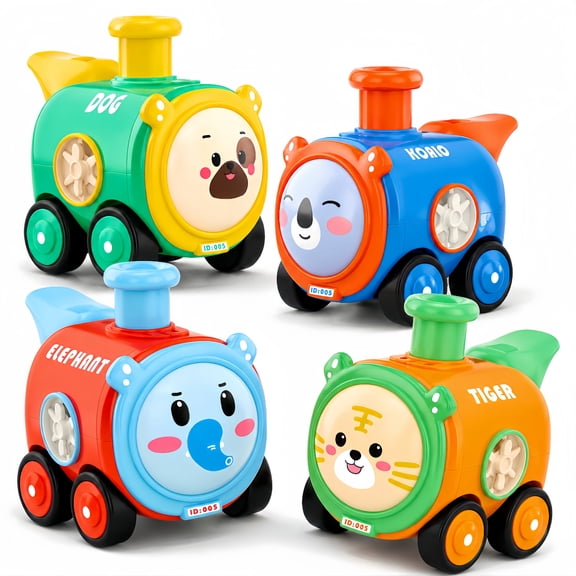 Bobyy.Duck 4 pack Animal Train Toys for Toddlers, Pull Back Play Vehicles, Cute Animal Cars for Babies Ages 1-3