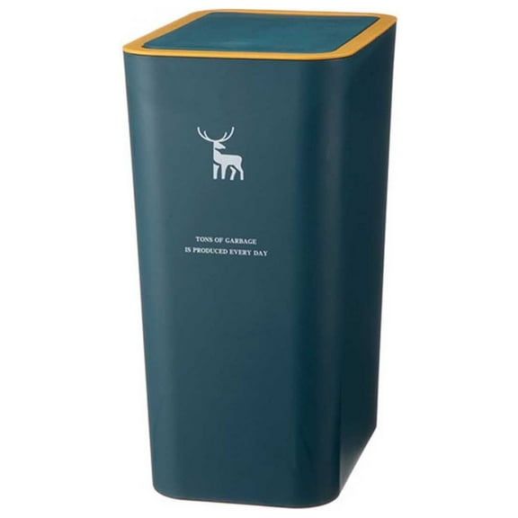 Boc 9L/12L Garbage Basket Push Type Narrow Design Wide Opening Dog Proof Save Space Block Smell Elk Print Press Type Lid Waste Bin Ki