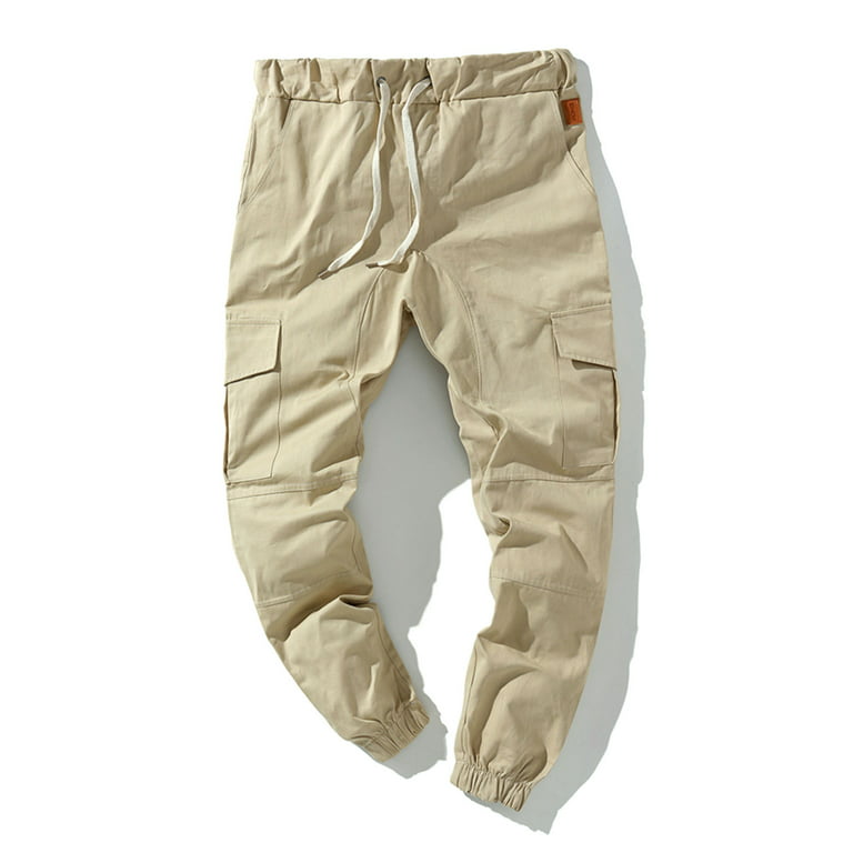 Boc Cargo Pants Solid Color Multi Pockets Men Ankle Tied