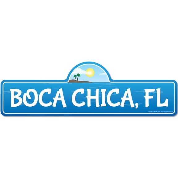 Boca Chica FL Florida Beach Street Sign | Indoor/Outdoor | Surfer Ocean Lover Décor For Beach House Garages Living Rooms Bedroom | Signmission Personalized Gift