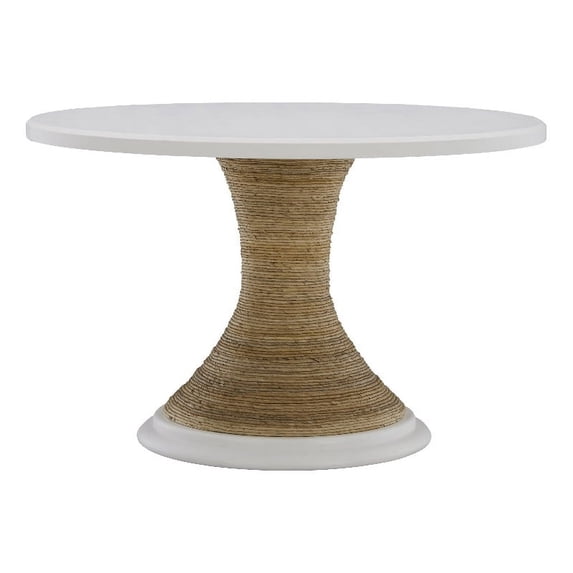 Boca Grande White Abaca Wood Round Dining Table