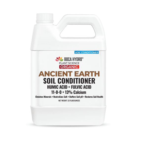 Boca Hydro Ancient Earth Soil Conditioner – Organic Humic & Fulvic Acid Blend with Calcium, Nitrogen & Molasses – Improves Nutrient Uptake, Buffers pH, Neutralizes Salt, Loosens Clay & Restores Soil
