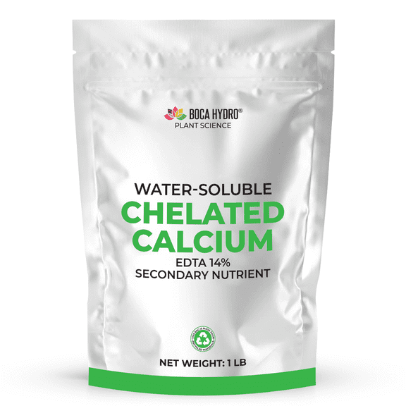 Boca Hydro Chelated Calcium 14% EDTA – 100% Water-Soluble Calcium Supplement for Plants – Prevents Blossom-End Rot & Deficiency – Ideal for Hydroponics, Fertigation, Foliar Feeding, Soil & Pots