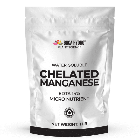 Boca Hydro Chelated Manganese EDTA 14% – Fully Water-Soluble Micronutrient Fertilizer – Corrects Manganese Deficiencies Fast – Ideal for Hydroponics, Soil, Foliar Feeding, Pots, Containers, and Ferti