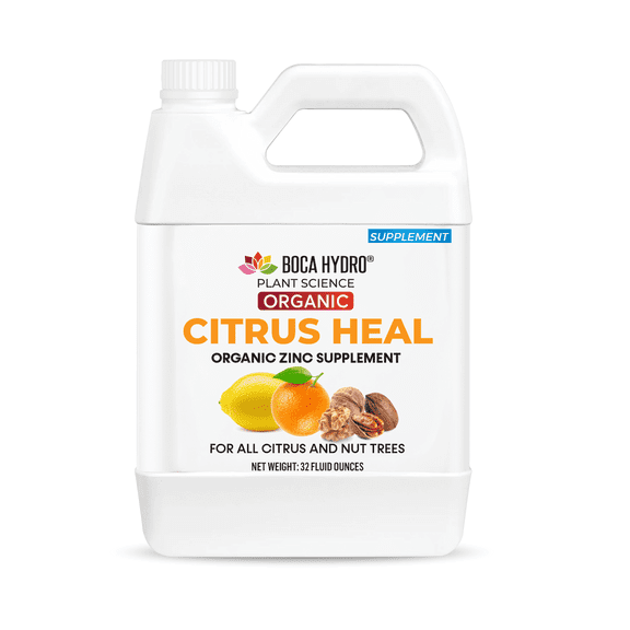 Citrus Heal – Organic Zinc Supplement with Amino Acids (20.5% Zn + 12% Aminos) – Corrects Little Leaf Disorder in Citrus Trees, Prevents Zinc Deficiency, Supports Healthy Growth & Nut Tree Recovery
