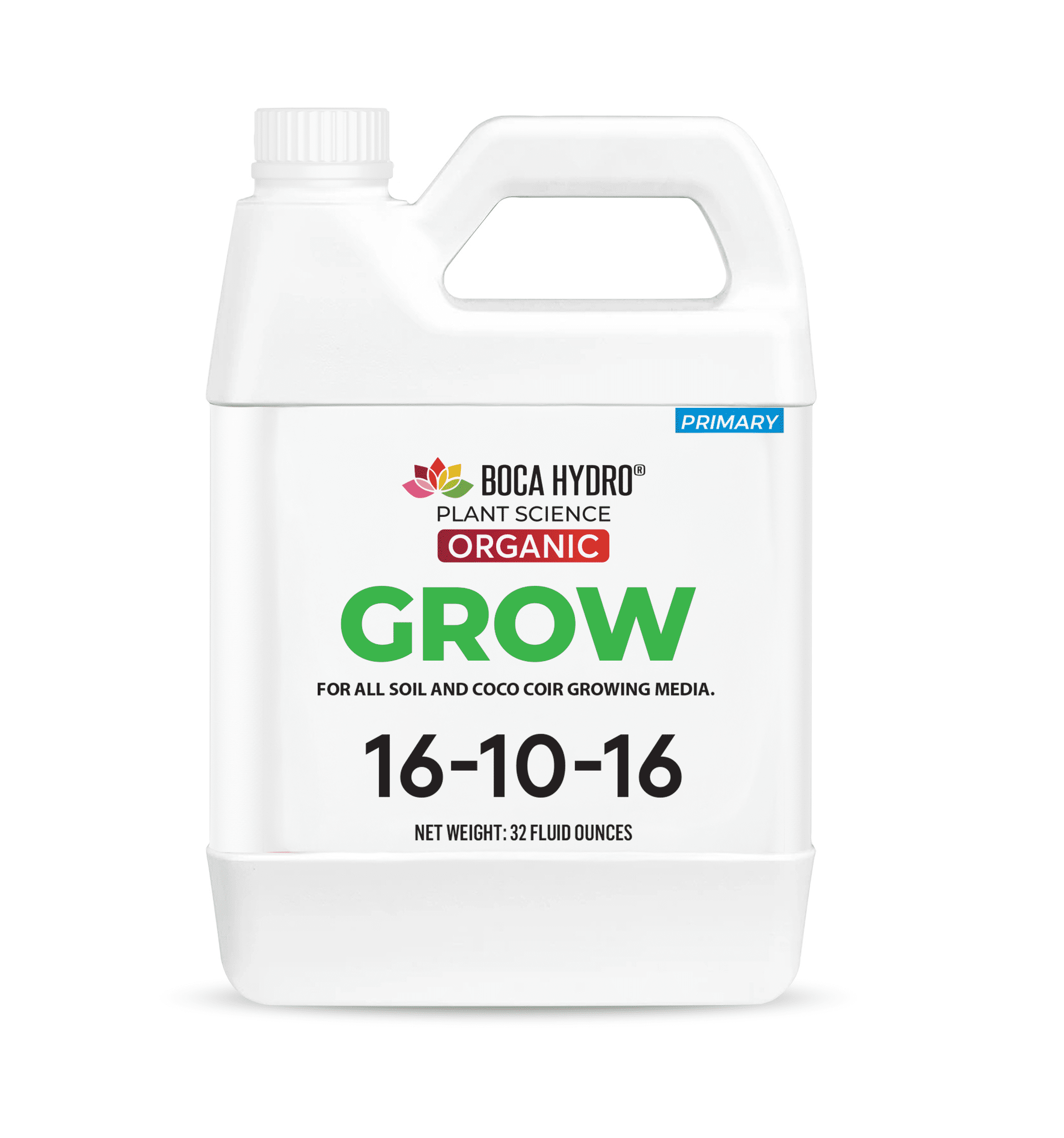 Boca Hydro Grow Soil – Organic Liquid Plant Food 16-10-16 NPK | Base Grow Fertilizer with Amino Acids & Micronutrients | Complete Organic Nutrition for Strong Vegetative Growth, Healthy Roots, and Vi