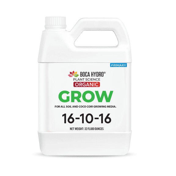 Boca Hydro Grow Soil – Organic Liquid Plant Food 16-10-16 NPK | Base Grow Fertilizer with Amino Acids & Micronutrients | Complete Organic Nutrition for Strong Vegetative Growth, Healthy Roots, and Vi