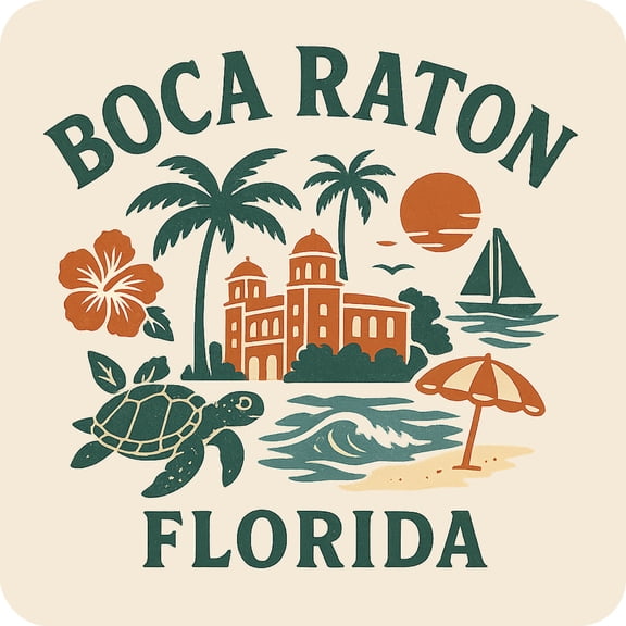 Boca Raton Florida Keepsakes Souvenir Vinyl Sticker – Destination Travel Keepsake Collectible (3-Inches Wide)