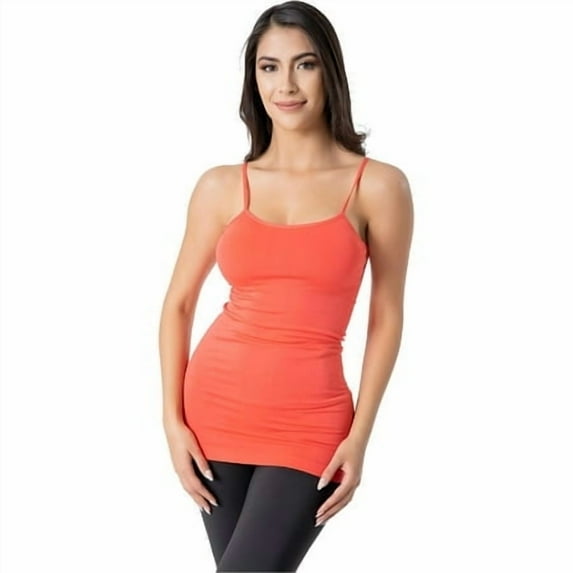 Boca Rosa Basic Seamless Camisole - Women's Stretchy Nylon Span Tanks (US, Alpha, One Size, Regular, Regular, 1, Coral)