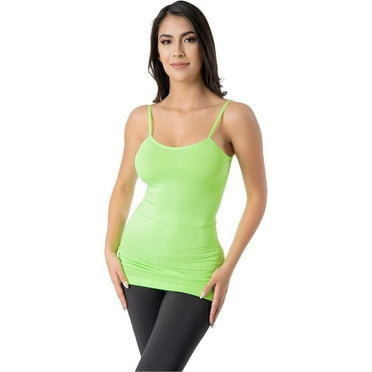 Boca Rosa Basic Seamless Camisole - Women's Stretchy Nylon Span Tanks (US, Alpha, One Size, Regular, Regular, 1, Neon Green)