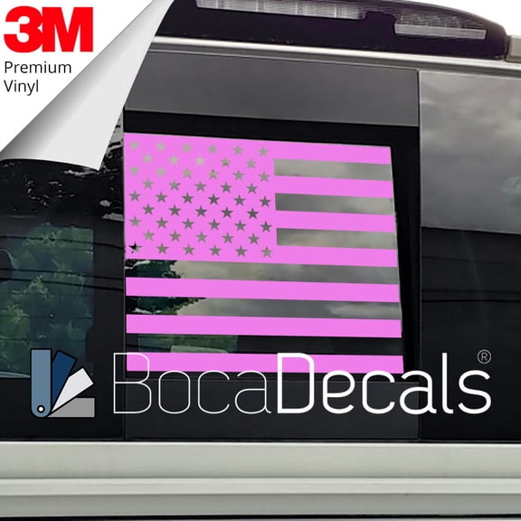 BocaDecals 2005-2025 Nissan Frontier Rear Middle Window American Flag Decal - Made in USA - Small Home Business (SoftPink)