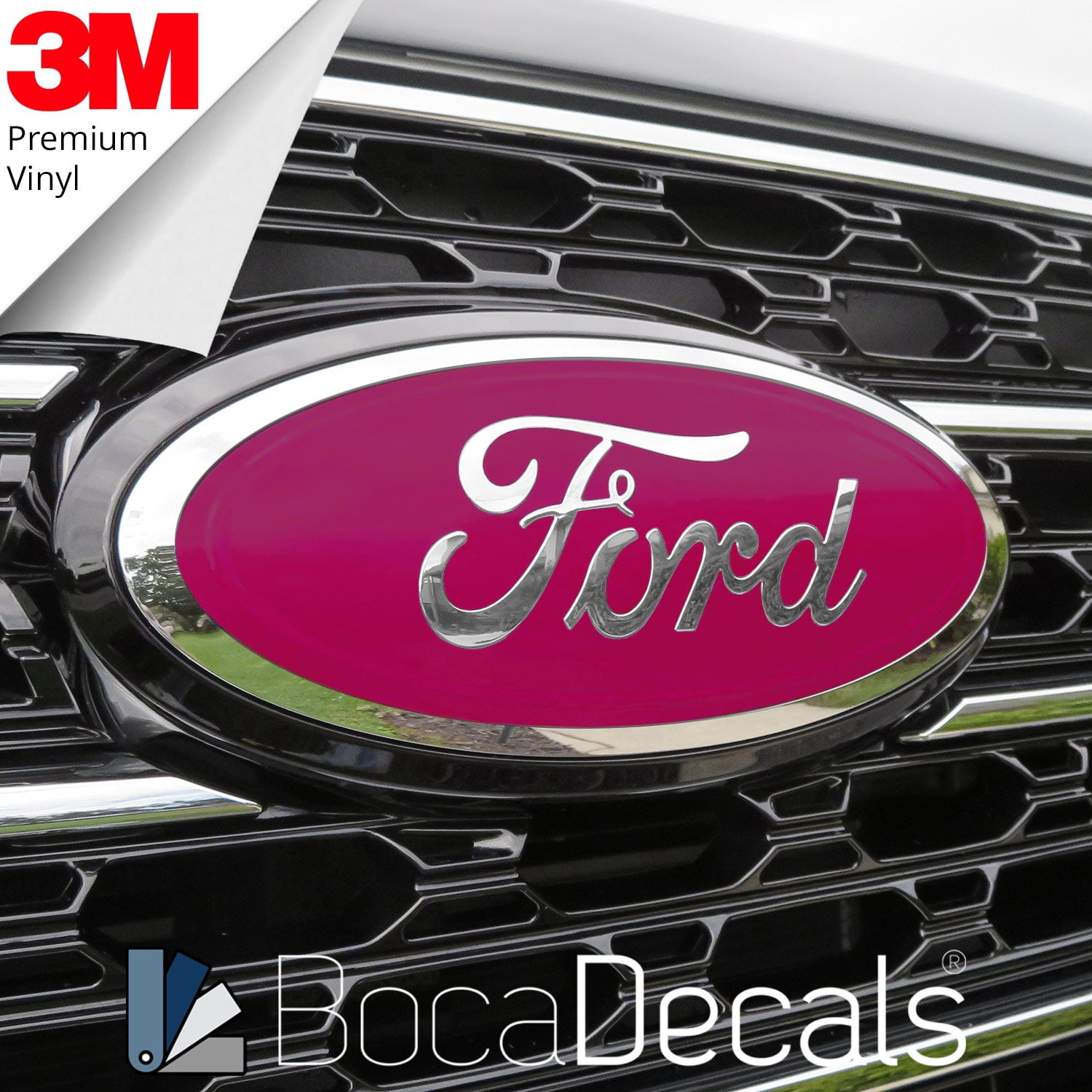 BocaDecals 2015-2023 Ford F150 Emblem Overlay Insert Decals (Set of 2) - Made in USA - Small Home Business (HotPink, XL/XLT/Lariat/Tremor)