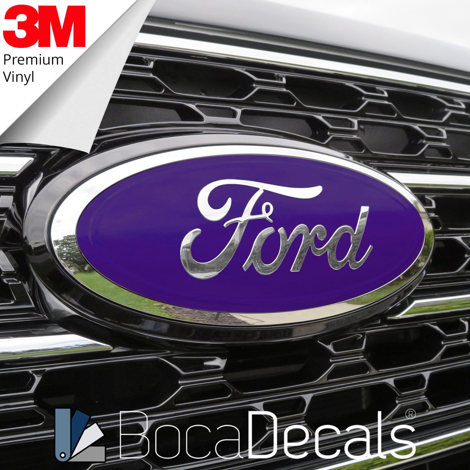 BocaDecals 2015-2023 Ford F150 Emblem Overlay Insert Decals (Set of 2) - Made in USA - Small Home Business (Purple, XL/XLT/Lariat/Tremor)