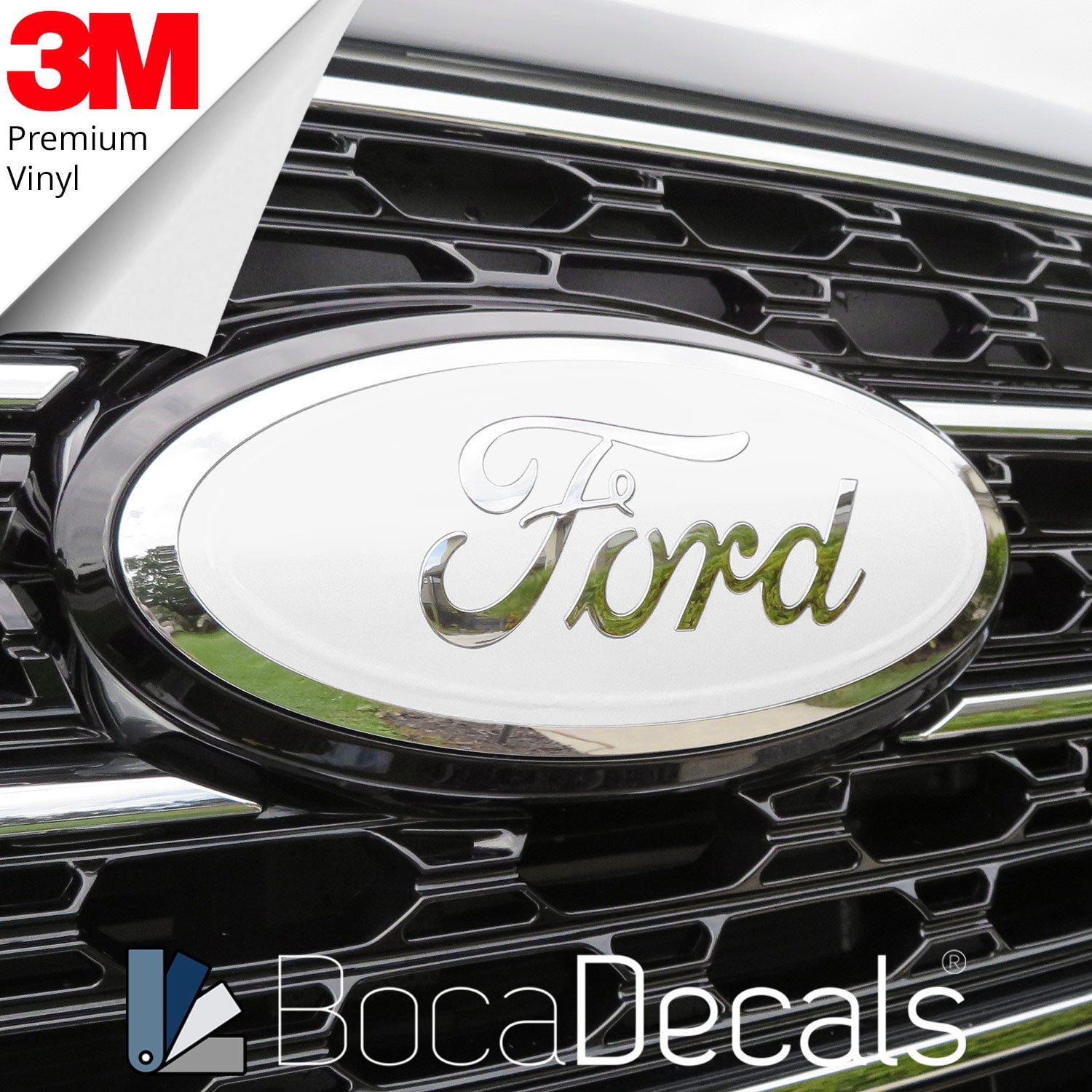 BocaDecals 2015-2023 Ford F150 Emblem Overlay Insert Decals (Set of 2) - Made in USA - Small Home Business (White, XL/XLT/Lariat/Tremor)