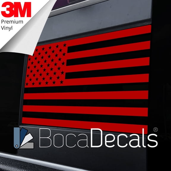 BocaDecals 2015-2025 Chevy Colorado Rear Middle Window American Flag Decal - Made in USA - Small Home Business (Red)