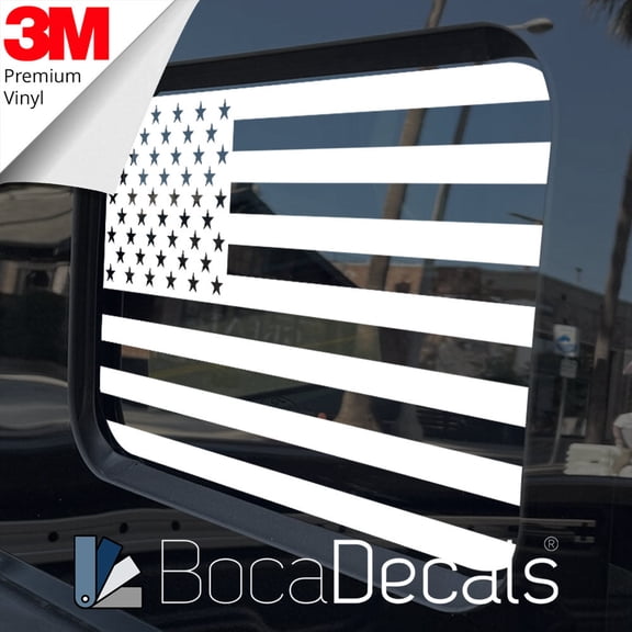 BocaDecals 2018-2025 Ford Ranger Rear Middle Window American Flag Decal - Made in USA - Small Home Business (White)