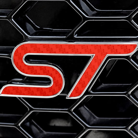 BocaDecals 2019-2025 Ford Edge ST Carbon Fiber Emblem Decal Inserts (Set of 2) - Made in USA - Small Home Business (Red)