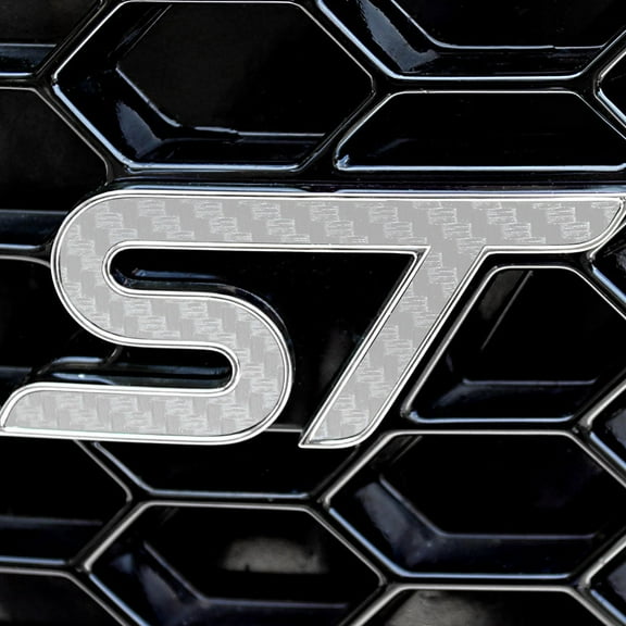 BocaDecals 2019-2025 Ford Edge ST Carbon Fiber Emblem Decal Inserts (Set of 2) - Made in USA - Small Home Business (Silver)