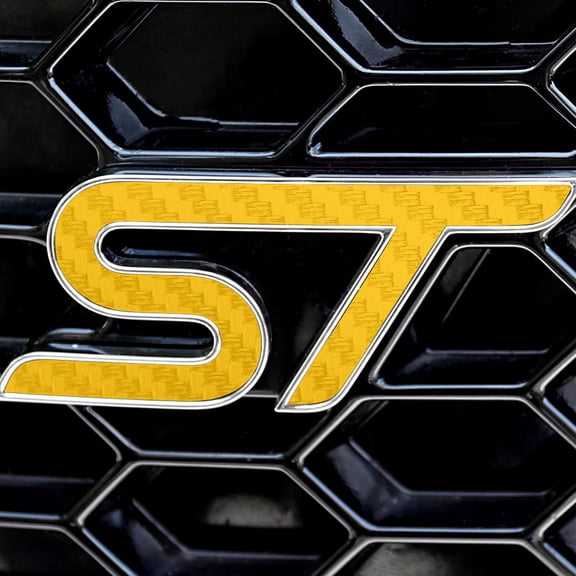 BocaDecals 2019-2025 Ford Edge ST Carbon Fiber Emblem Decal Inserts (Set of 2) - Made in USA - Small Home Business (Yellow)